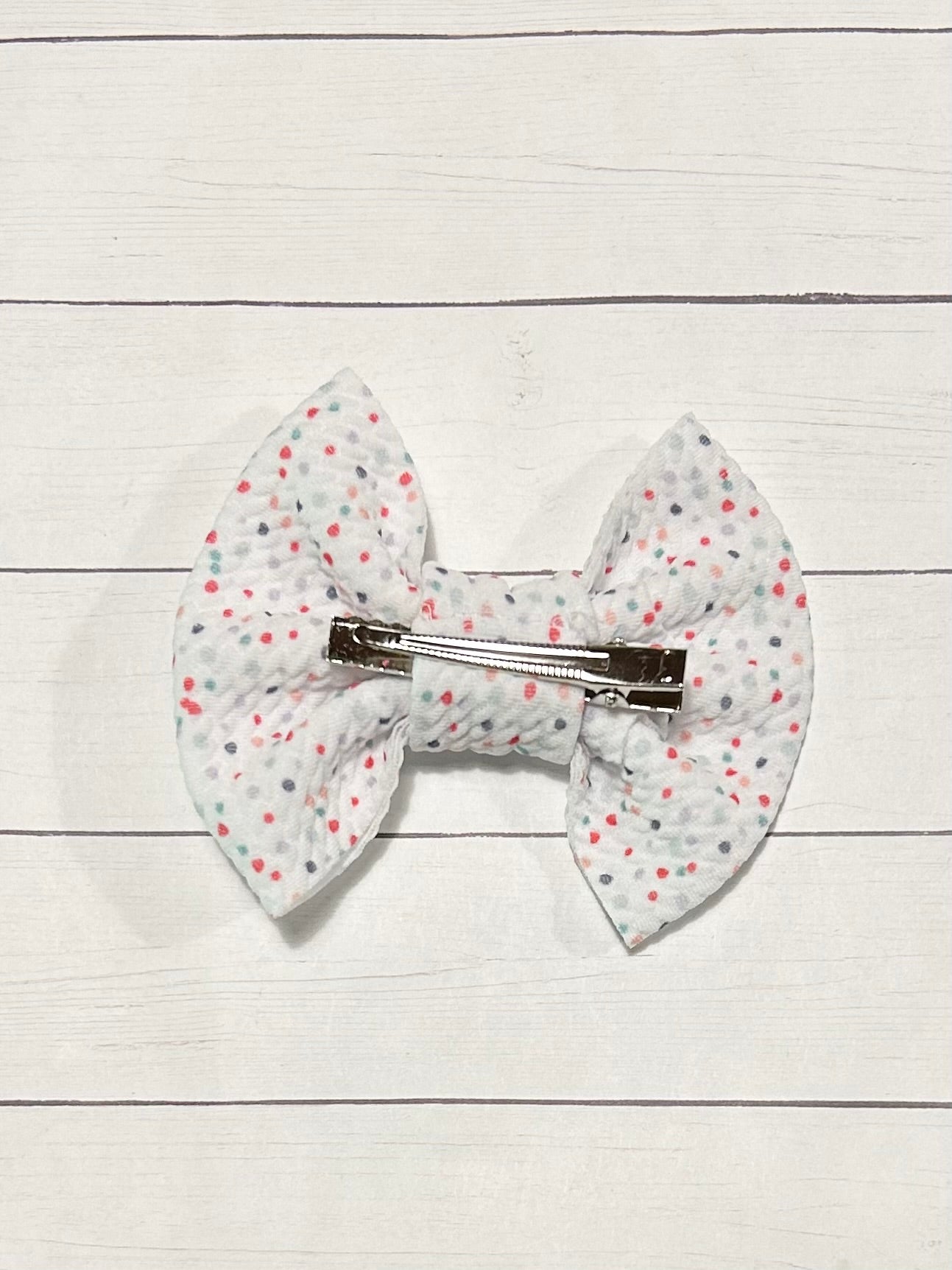 Polka Dot Fabric Hair Bow Clip