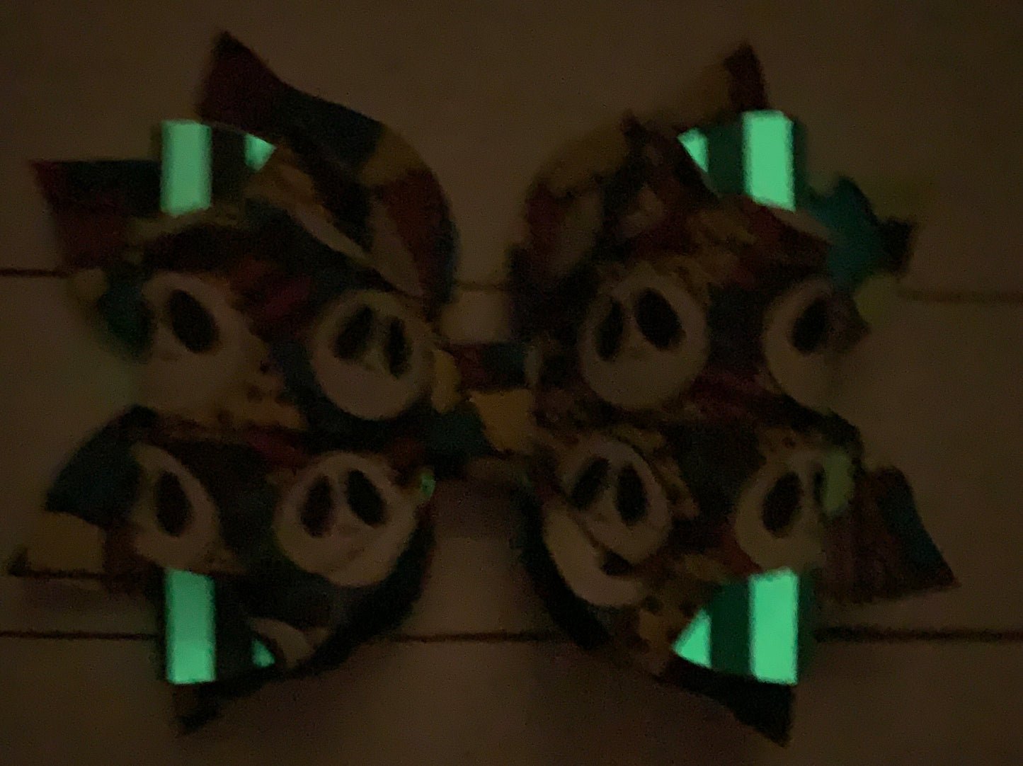 Halloween Jack Skellington Sally Nightmare Before Christmas Glow in the Dark Hair Bow Clip