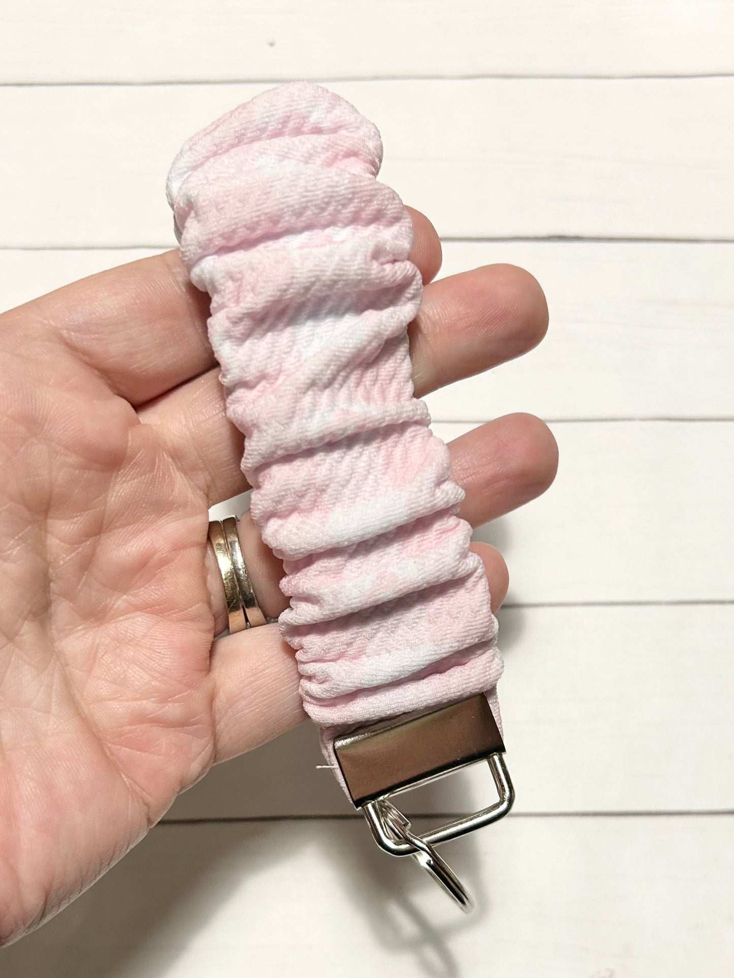 Pink Gingham Scrunchie Key Fob