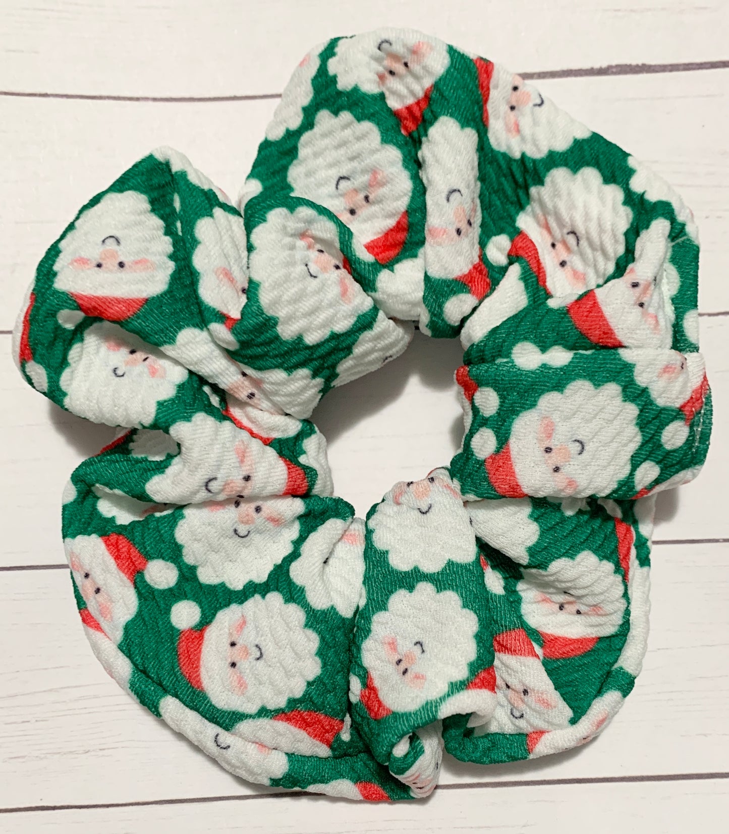 Christmas Santa Scrunchie On Green Background