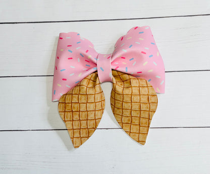 Ice Cream Cone w/Sprinkles Sailor Hair Bow Clip