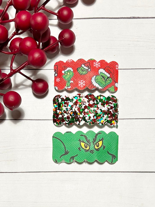 Christmas Grinch Snap Clip Set