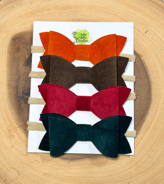 Brown, Red, Orange, Dark Green Baby Bow Headbands