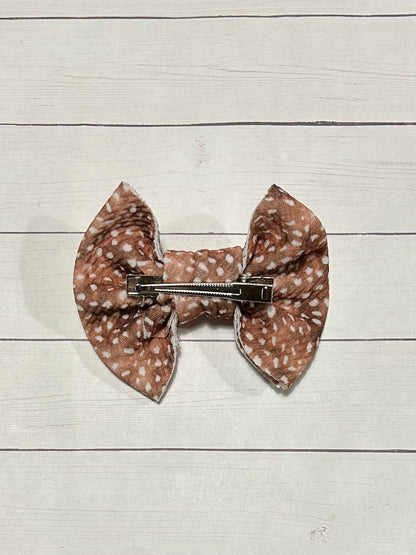 Fawn Deer Fabric Hair Bow Clip