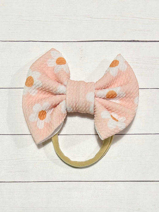 Pink Daisy Baby Bow Headband