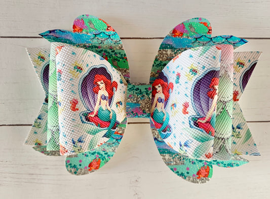 Princess Ariel The Little Mermaid White Hair Bow Clip