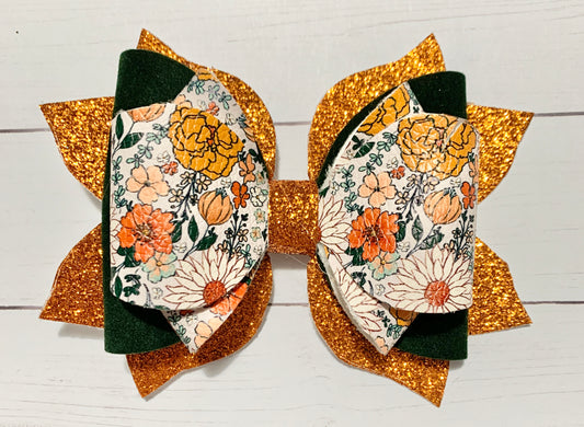 Vintage Floral Hair Bow Clip