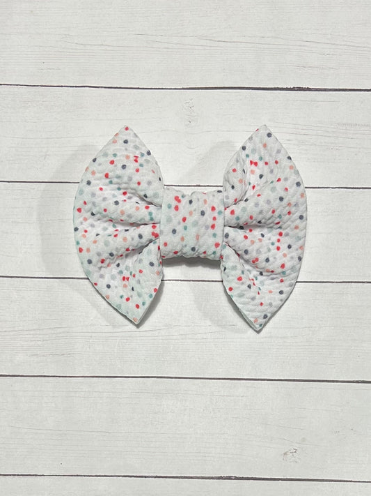 Polka Dot Fabric Hair Bow Clip