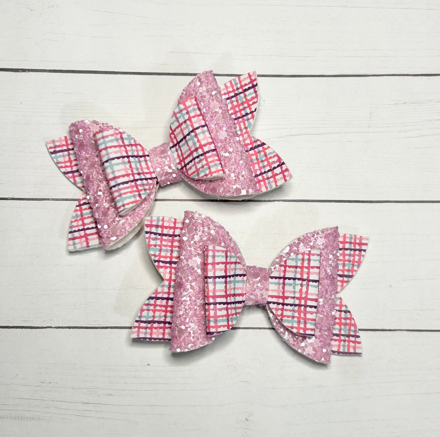 Pink Plaid Pig Tail Set