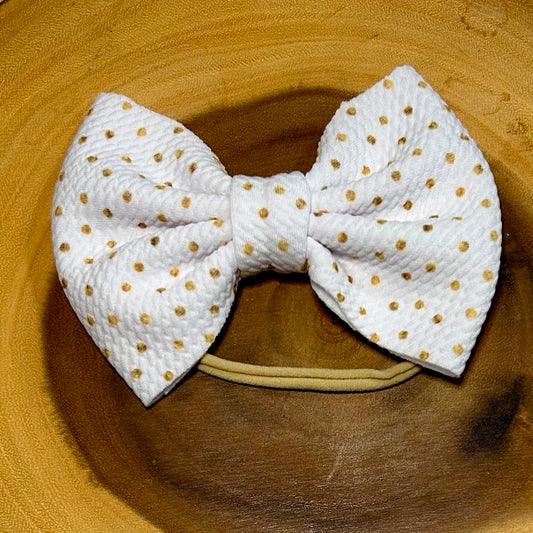 White Gold Baby Bow Headband