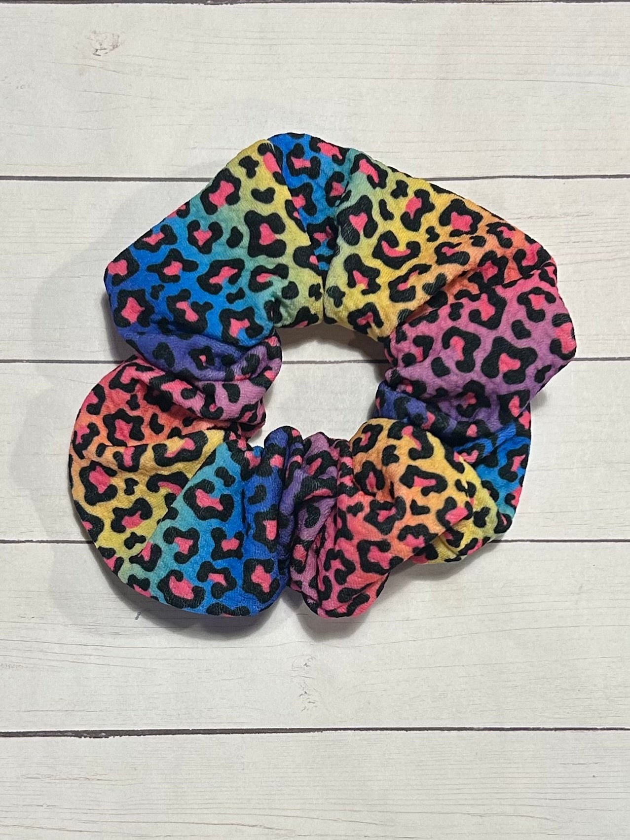 Rainbow Animal Print Hair Scrunchie