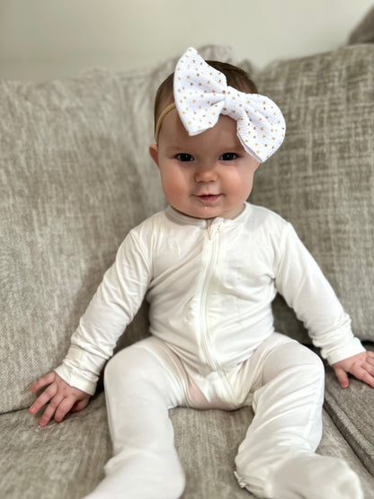 White Gold Baby Bow Headband