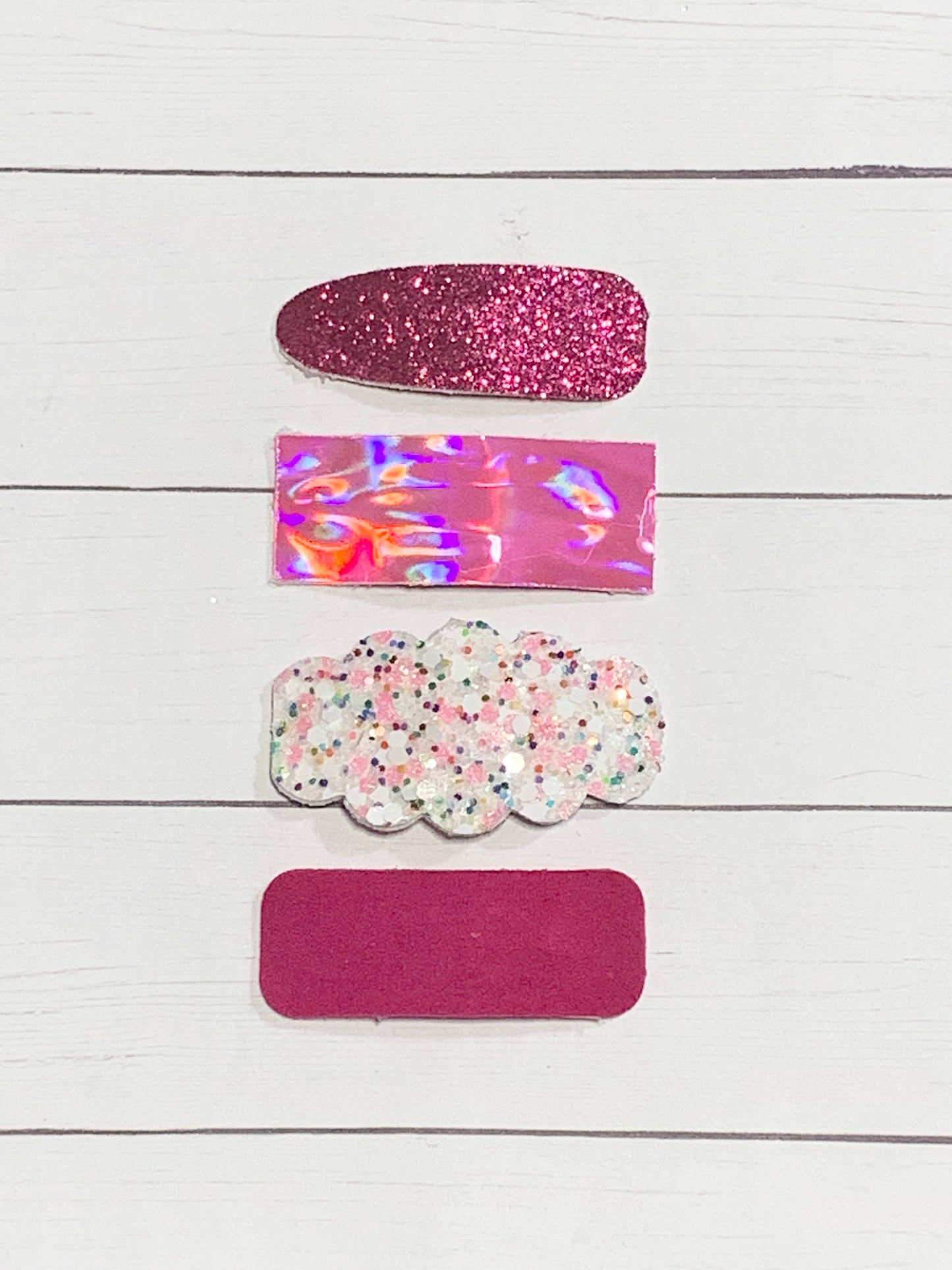 Pink Holographic 2”Snap Clip Set