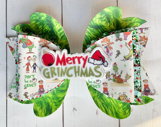 Christmas Merry Grinchmas Grinch Whoville Hair Bow Clip