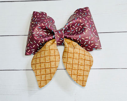 Ice Cream Cone w/Sprinkles Sailor Hair Bow Clip