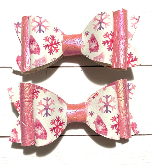 Pink Snowflake Pig Tail Set