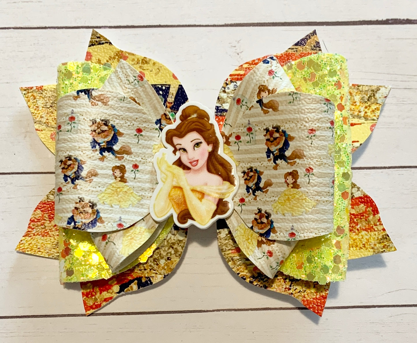 Princess Belle Beauty and the Beast Hair Bow Clip