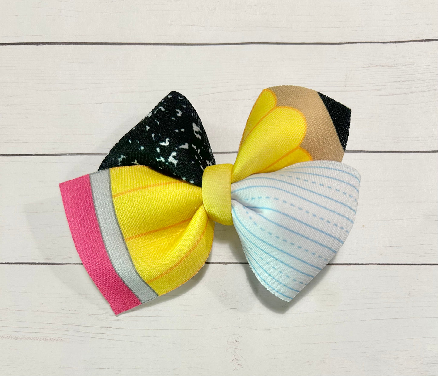 Pencil Notebook Hair Bow Clip