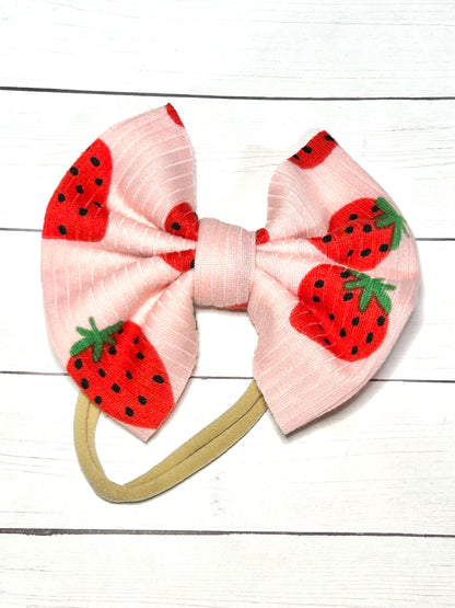 Pink Strawberry Headband Bow