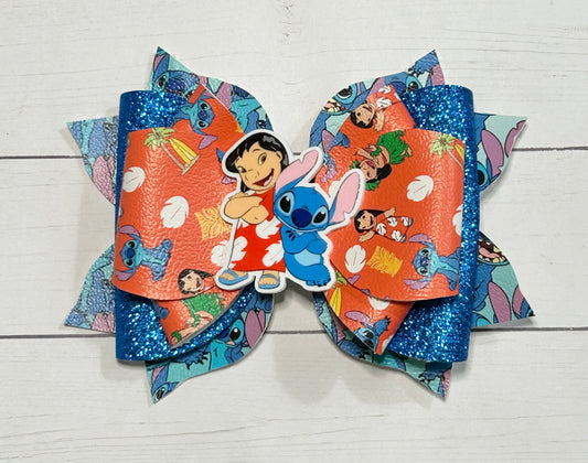 Lilo and Stitch Glitter Hair Bow Clip