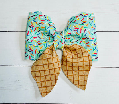 Ice Cream Cone w/Sprinkles Sailor Hair Bow Clip