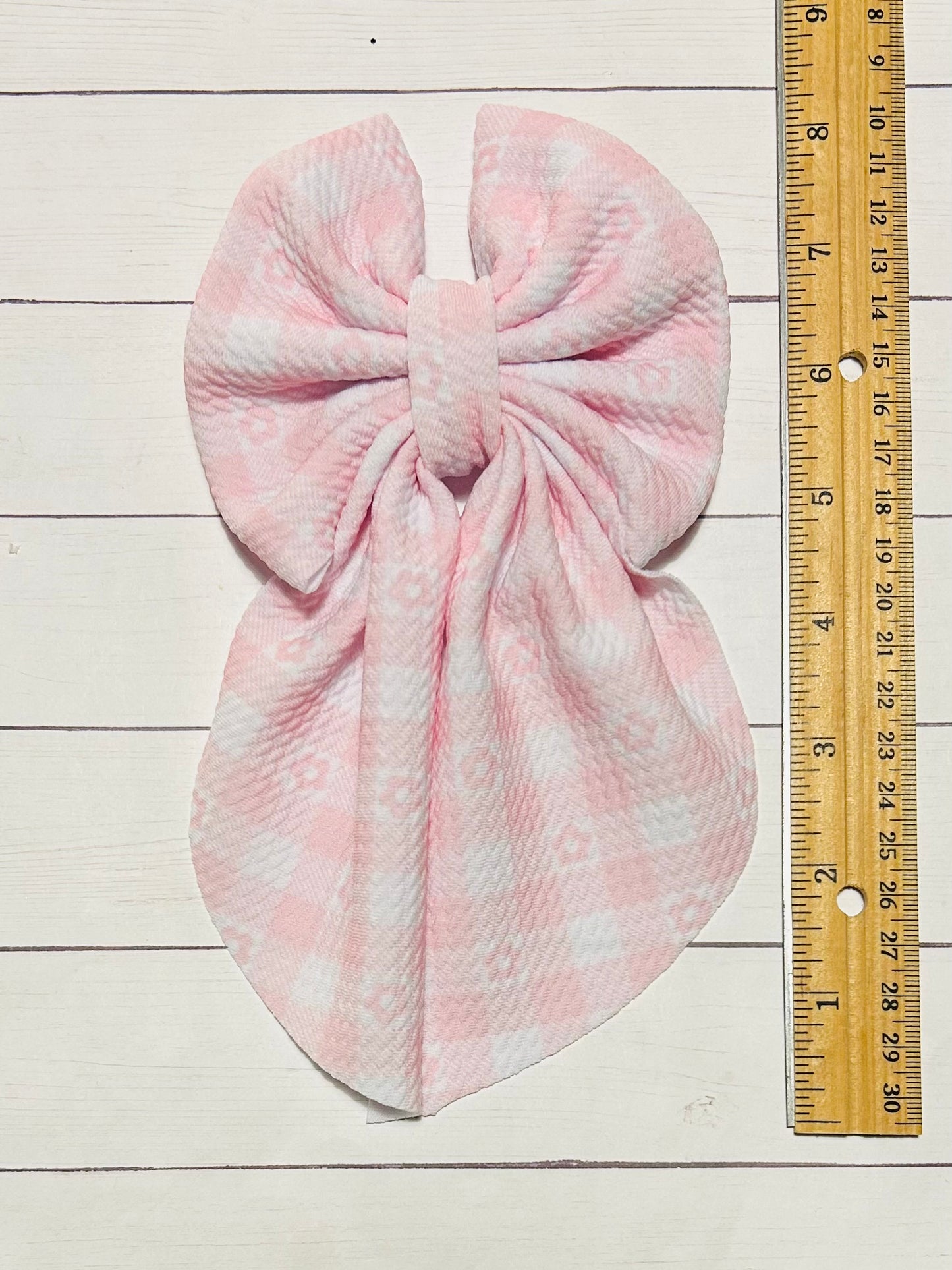 Pink Gingham Long-tailed Hair Bow Clip