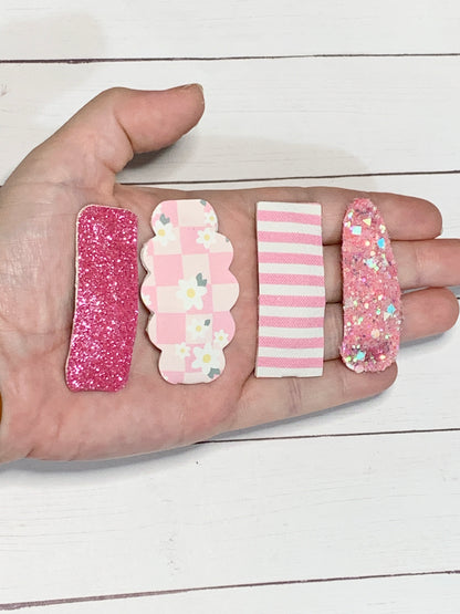 Pink Checkered 2” Snap Clip Set