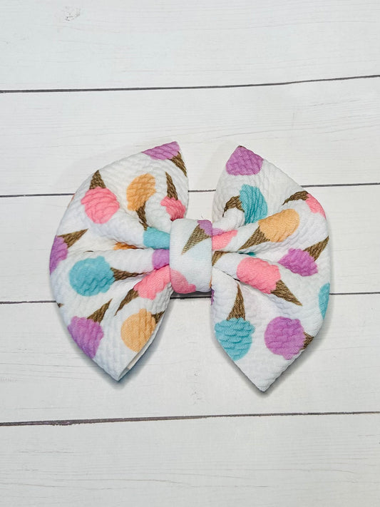 Ice Cream Fabric Hair Bow Clip