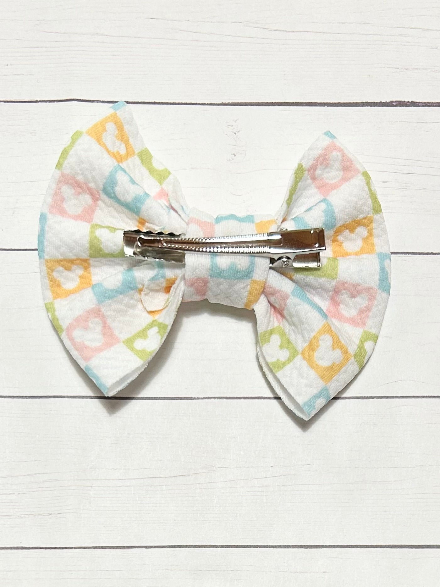 Mickey Pastel Fabric Hair Bow Clip