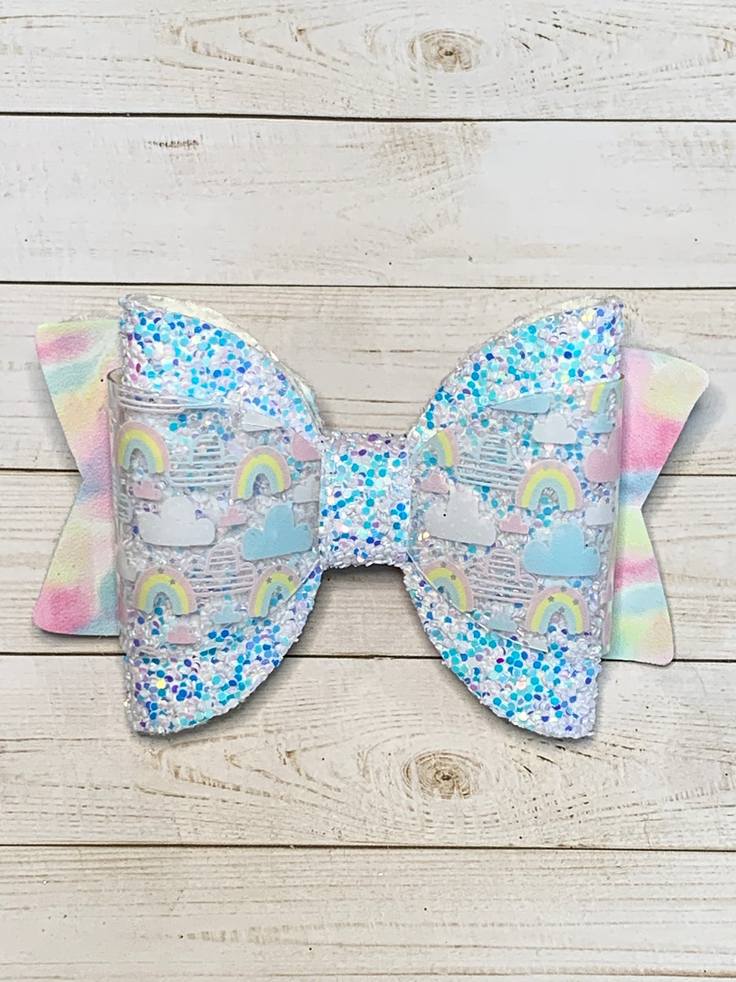 Glitter Rainbow Hair Bow Clip