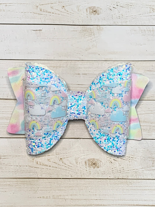 Glitter Rainbow Hair Bow Clip