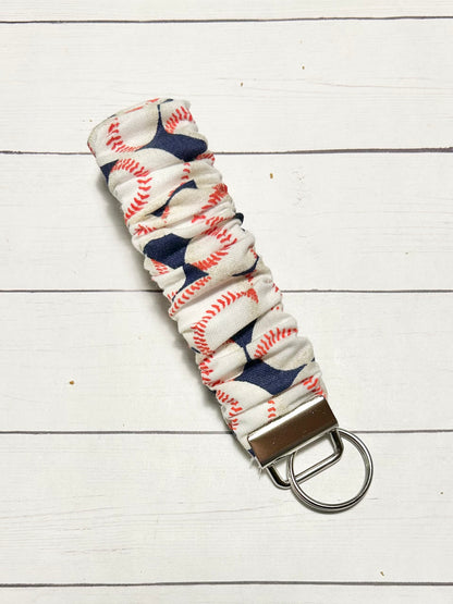 Baseball Scrunchie Key Fob