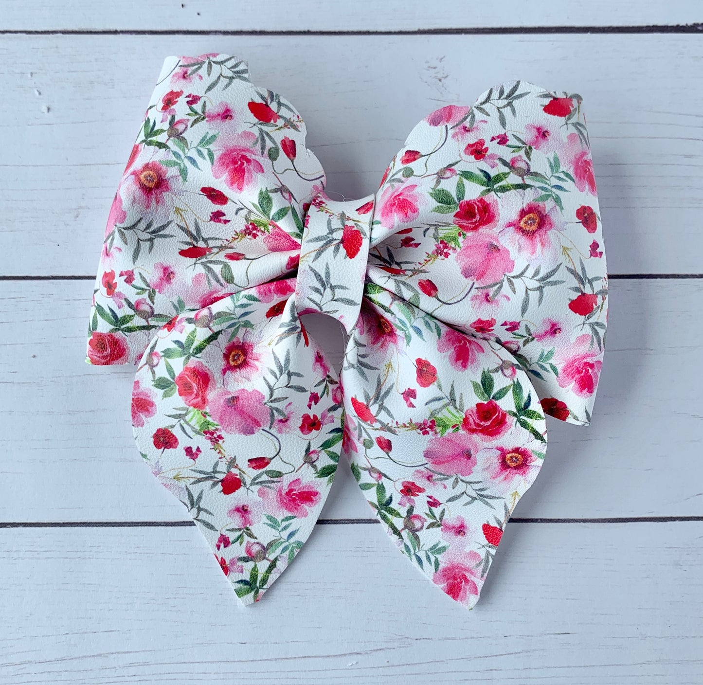 Pink Floral Sailor Hair Bow Clip