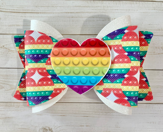 Rainbow Pop-it Hair Bow Clip