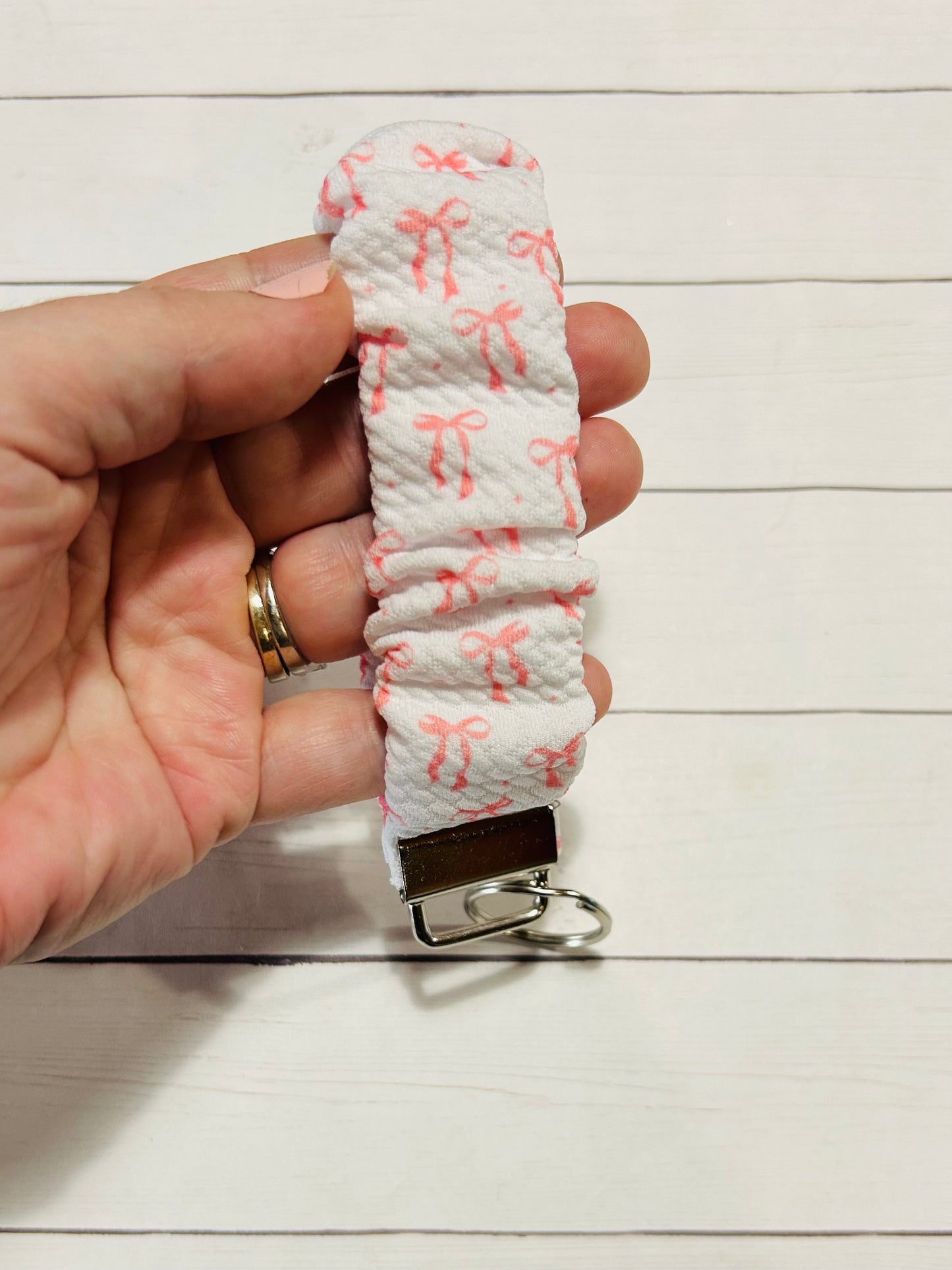 Pink Bow Scrunchie Key Fob