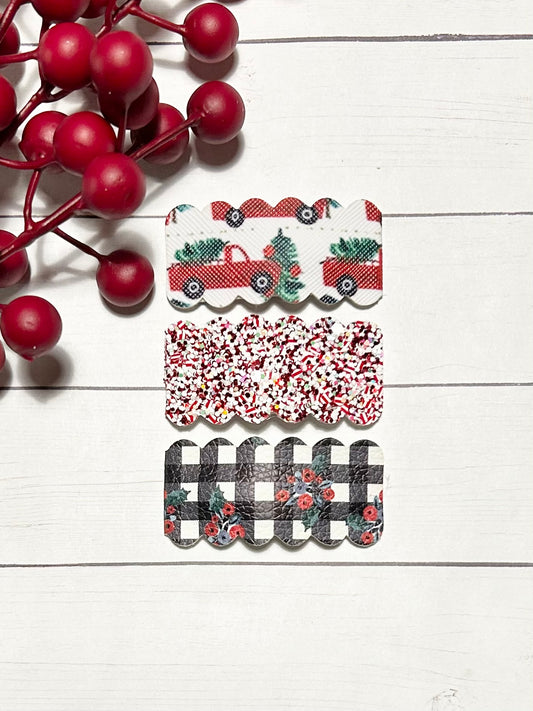 Christmas Red Truck Red Glitter Snap Clip Set