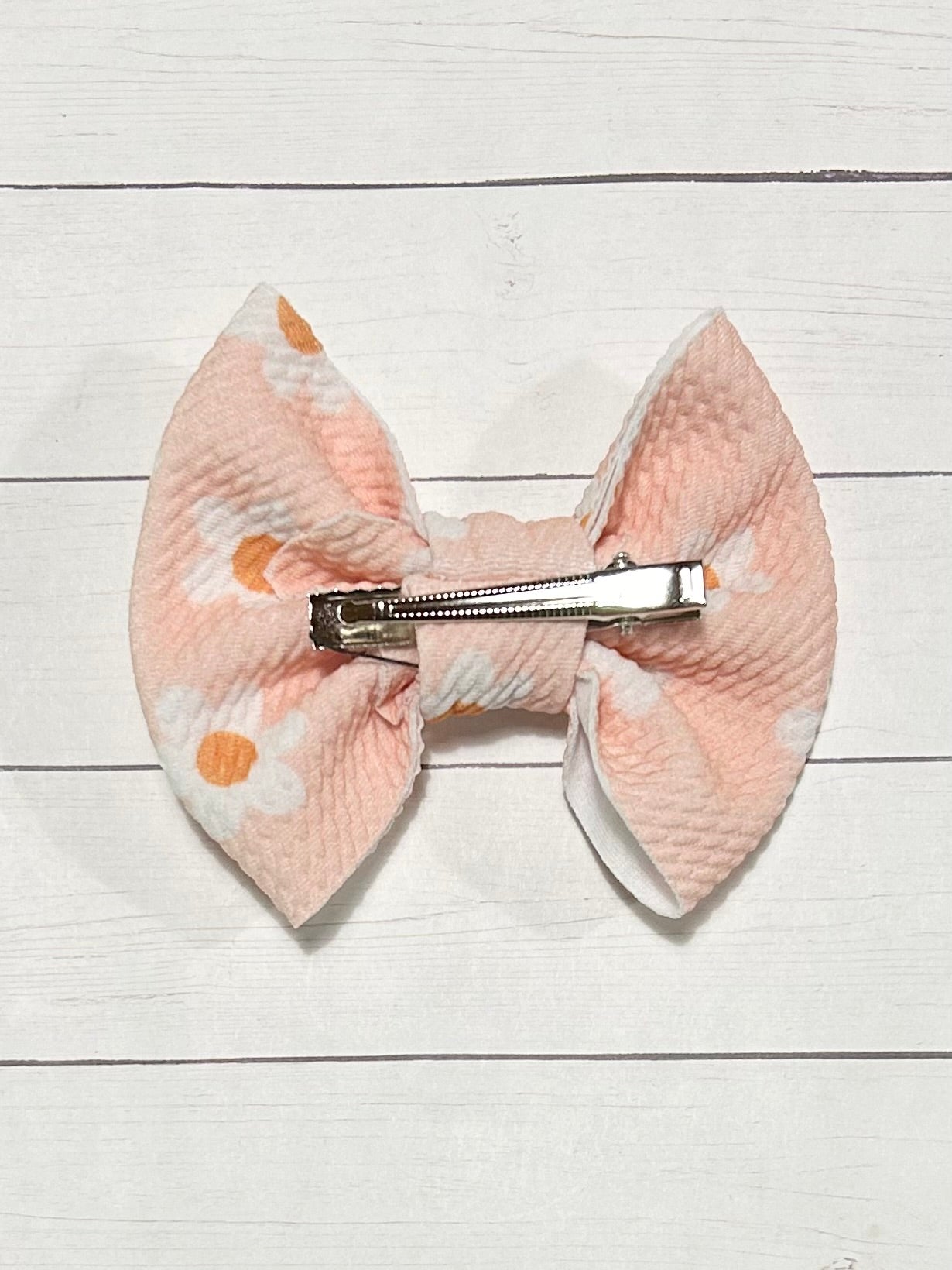 Pink Daisy Fabric Hair Bow Clip