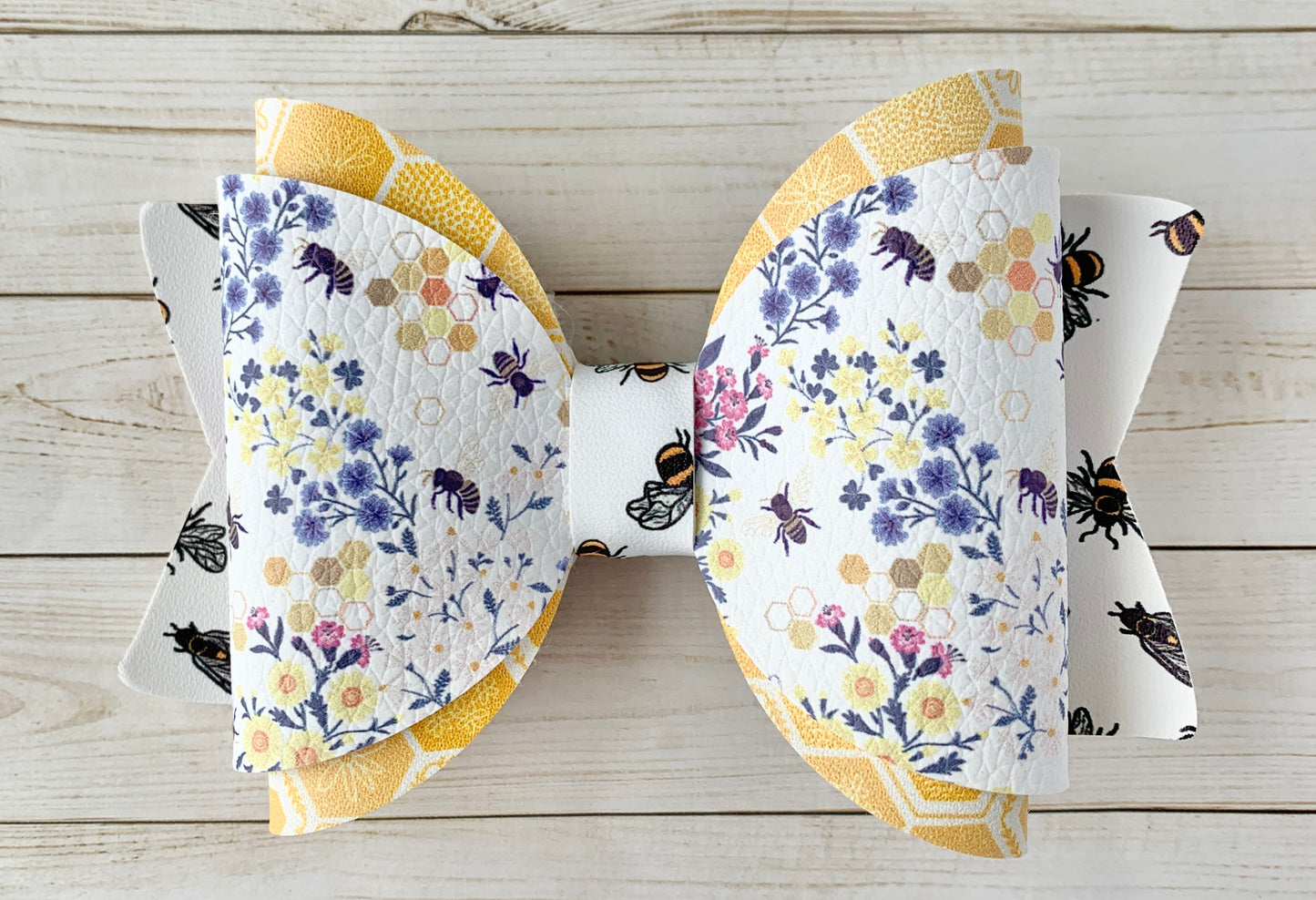 Bumble Bee Floral Hair Bow Clip