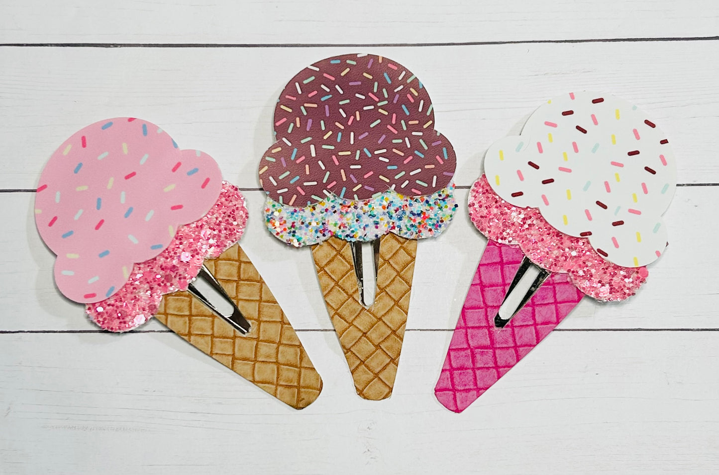 Ice Cream Cone Large Snap Clips