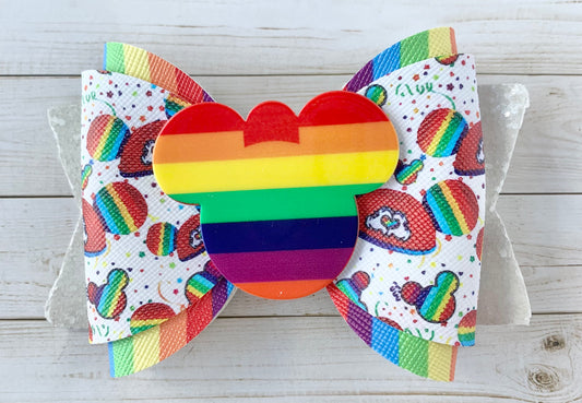 Mickey Mouse Rainbow Ears Hair Bow Clip