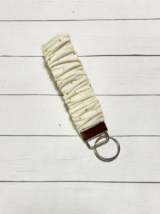 Ivory Gold Dot Scrunchie Key Fob