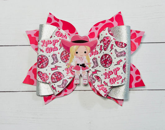 Pink Cowgirl Hair Bow Clip