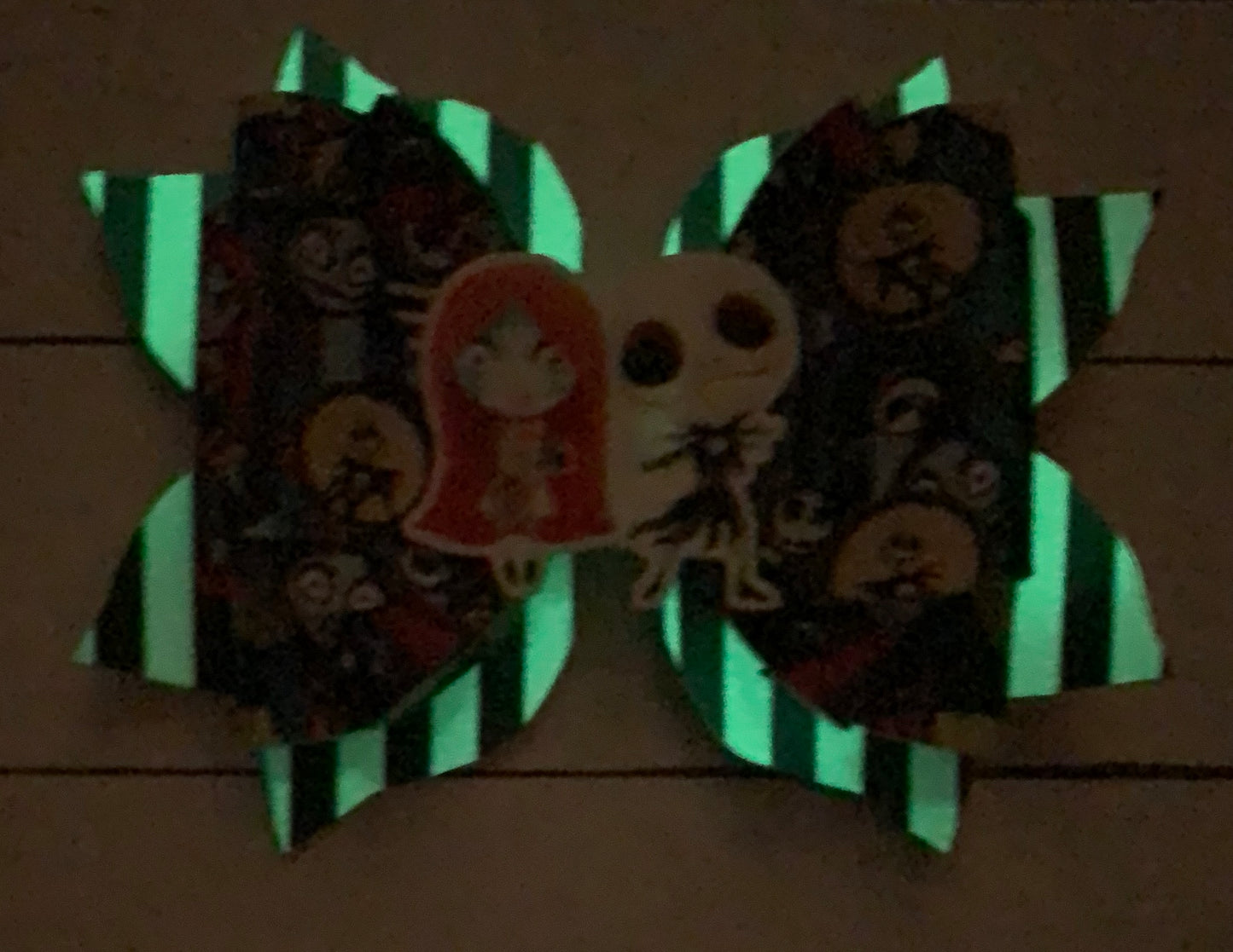 Halloween Sally Jack Nightmare Before Christmas Glow in the Dark Hair Bow Clip