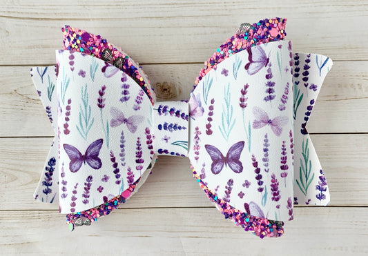 Purple Lilac Butterfly Hair Bow Clip