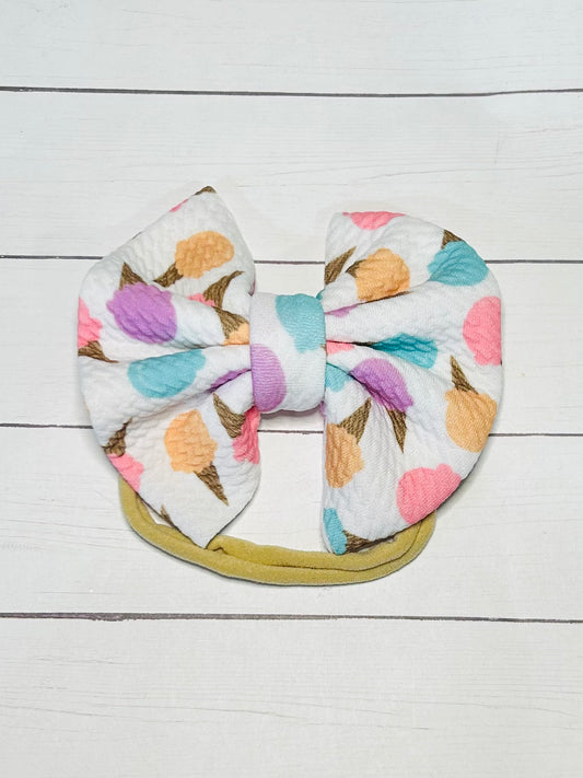 Ice Cream Baby Headband Bow