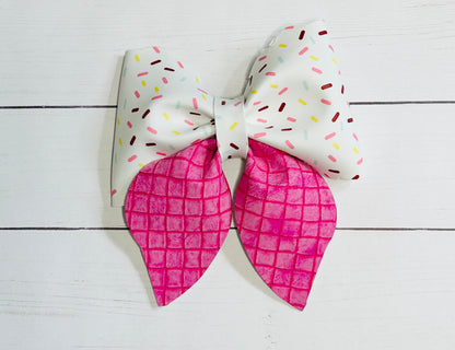 Ice Cream Cone w/Sprinkles Sailor Hair Bow Clip