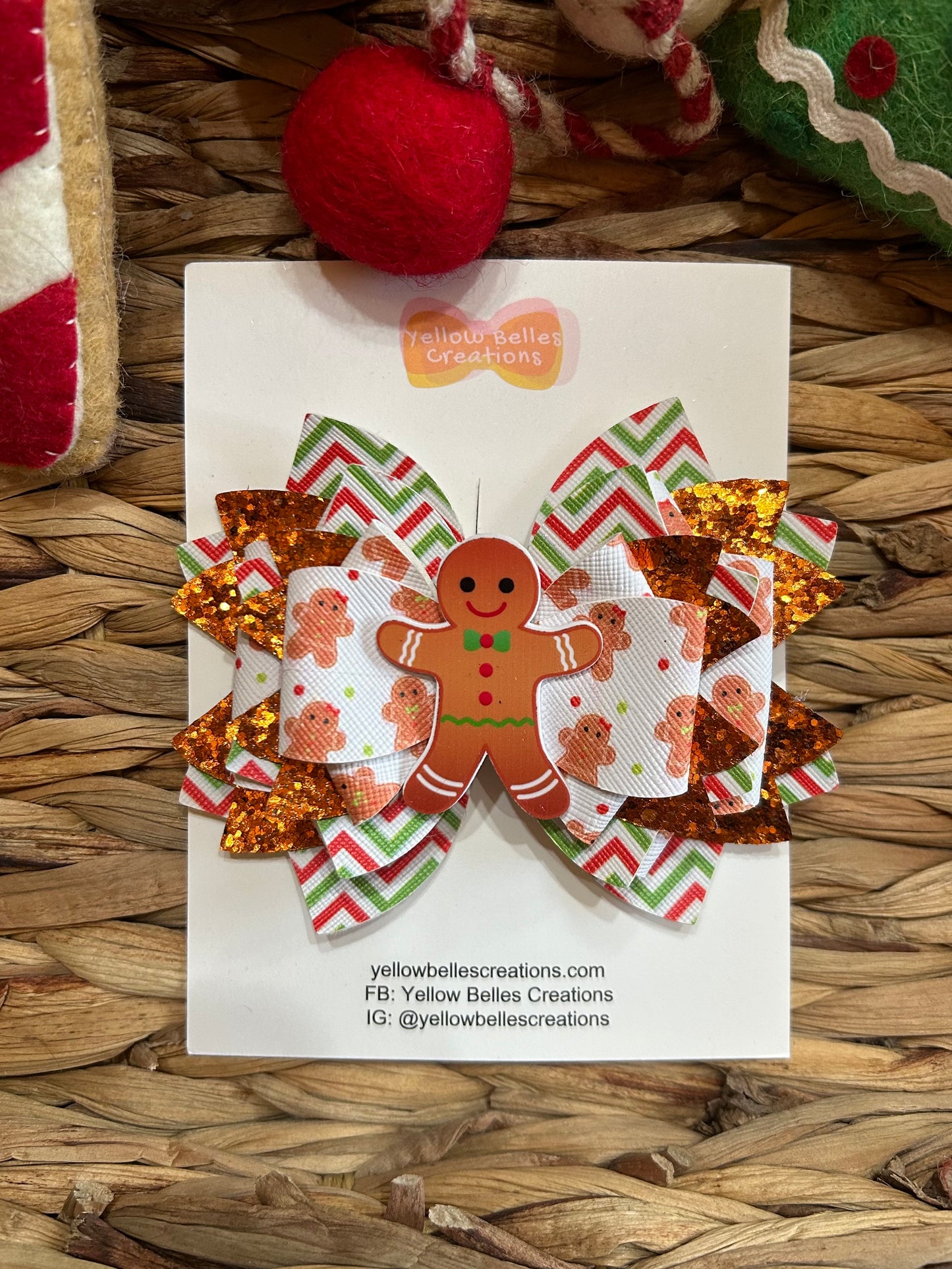 Christmas Gingerbread Hair Bow Clip