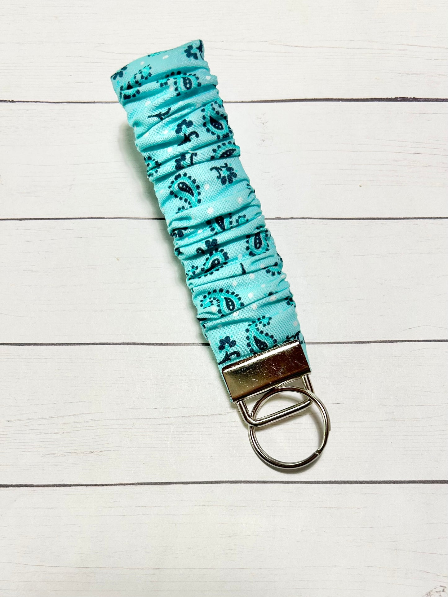 Blue Paisley Scrunchie Key Fob