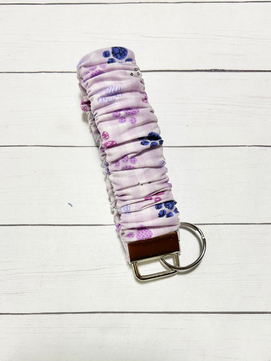 Purple Paw Print Scrunchie Key Fob