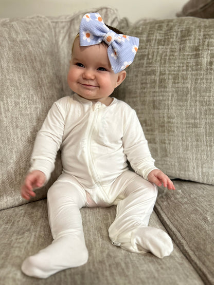 Blue Daisy Baby Bow Headband